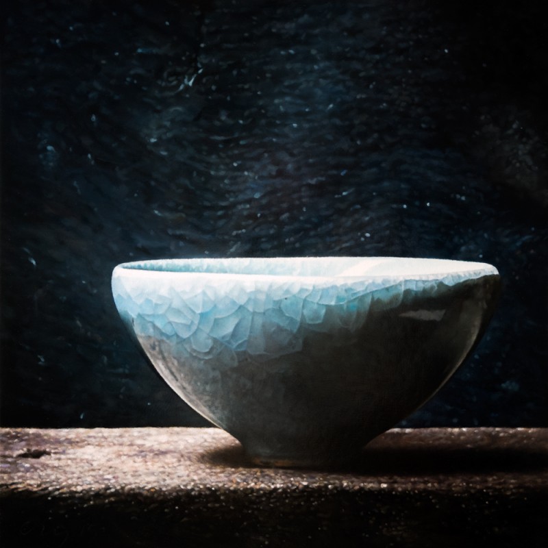 
	Small Japanese bowl  oil on wood  50 x 50 cm
