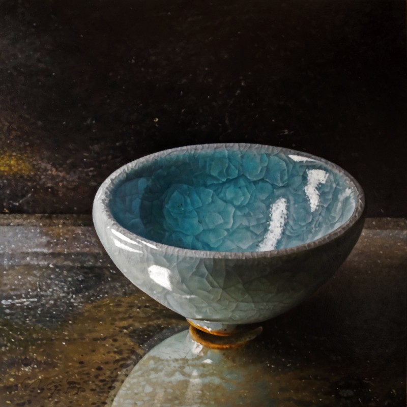 
	Small Japanese bowl II  oil on wood  50 x 50 cm
