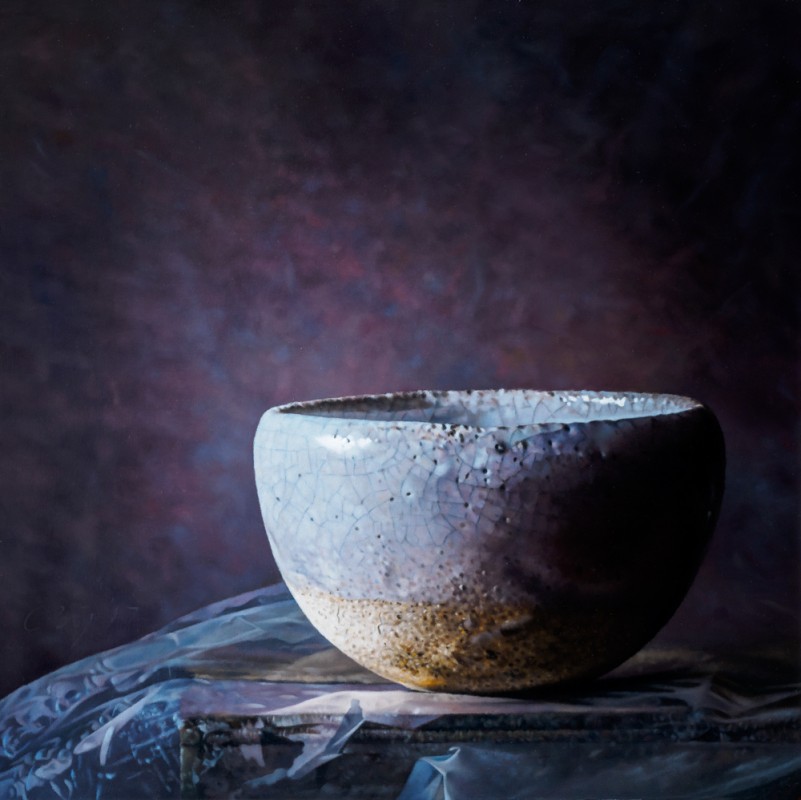 
	Raku bowl  oil on wood  50 x 50 cm
